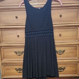 Free People Black Lace Detail Mini Dress